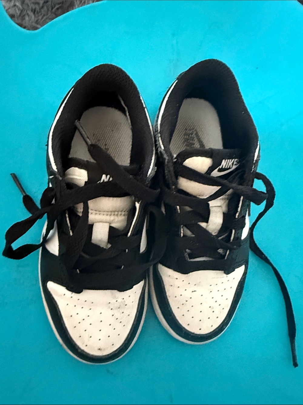 Nike Kids Black and White Low-Top Sneakers with Swoosh